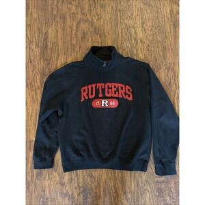 Jansport Rutgers Scarlet Knights 1/4 Zip Pullover Black Cotton Polyester